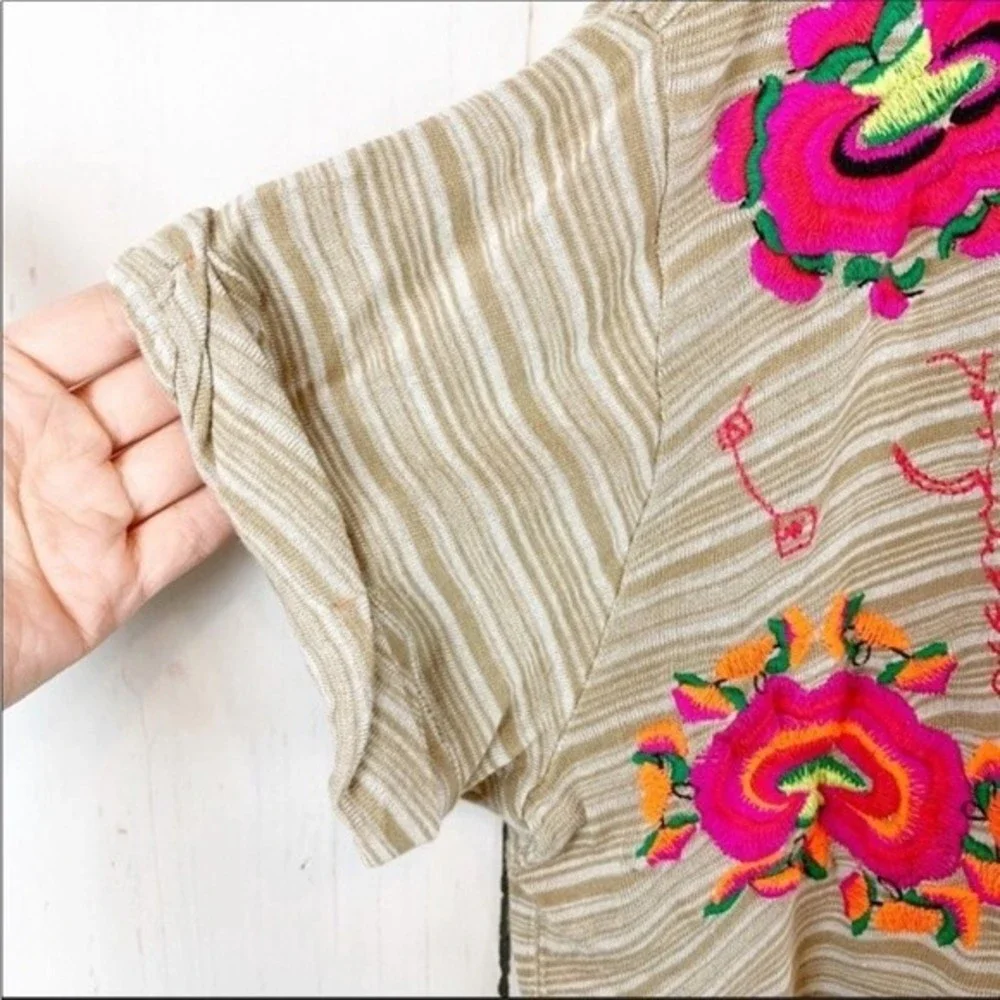Free People Striped Top with Floral Embroidery - Picture 4 of 5